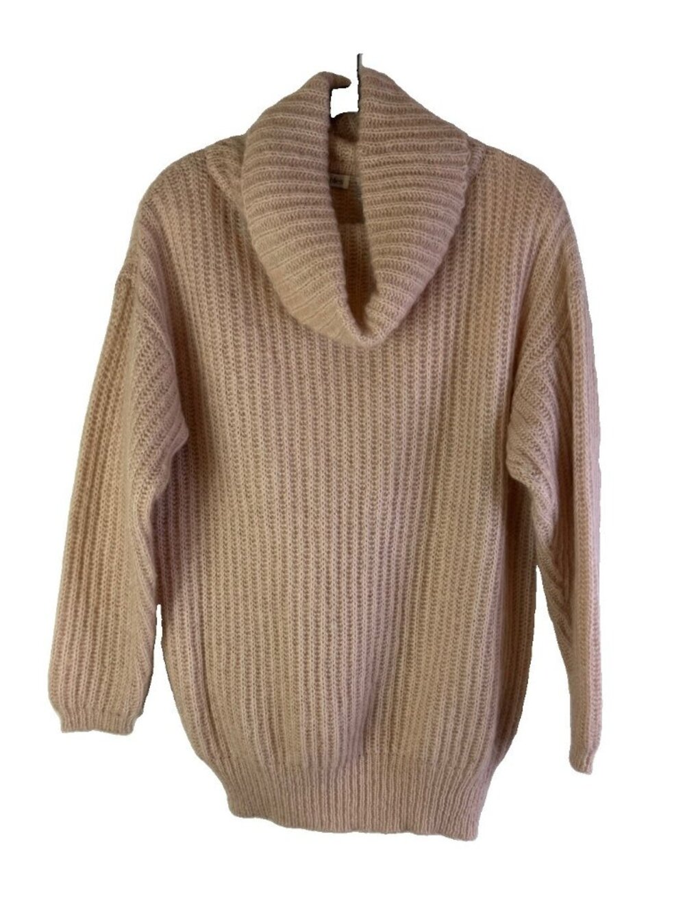 Vintage 80s Sweater Mohair Cowl Neck Oversized Clean Girl Beige